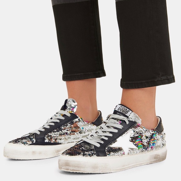rainbow golden goose shoes